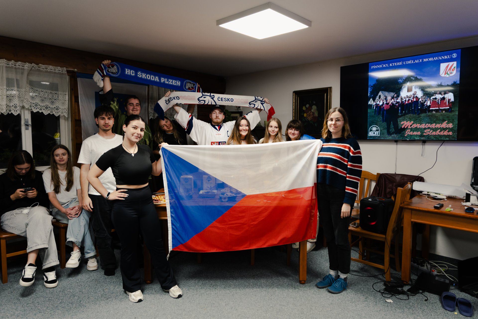 The Czech team with their flag on Cultural Night