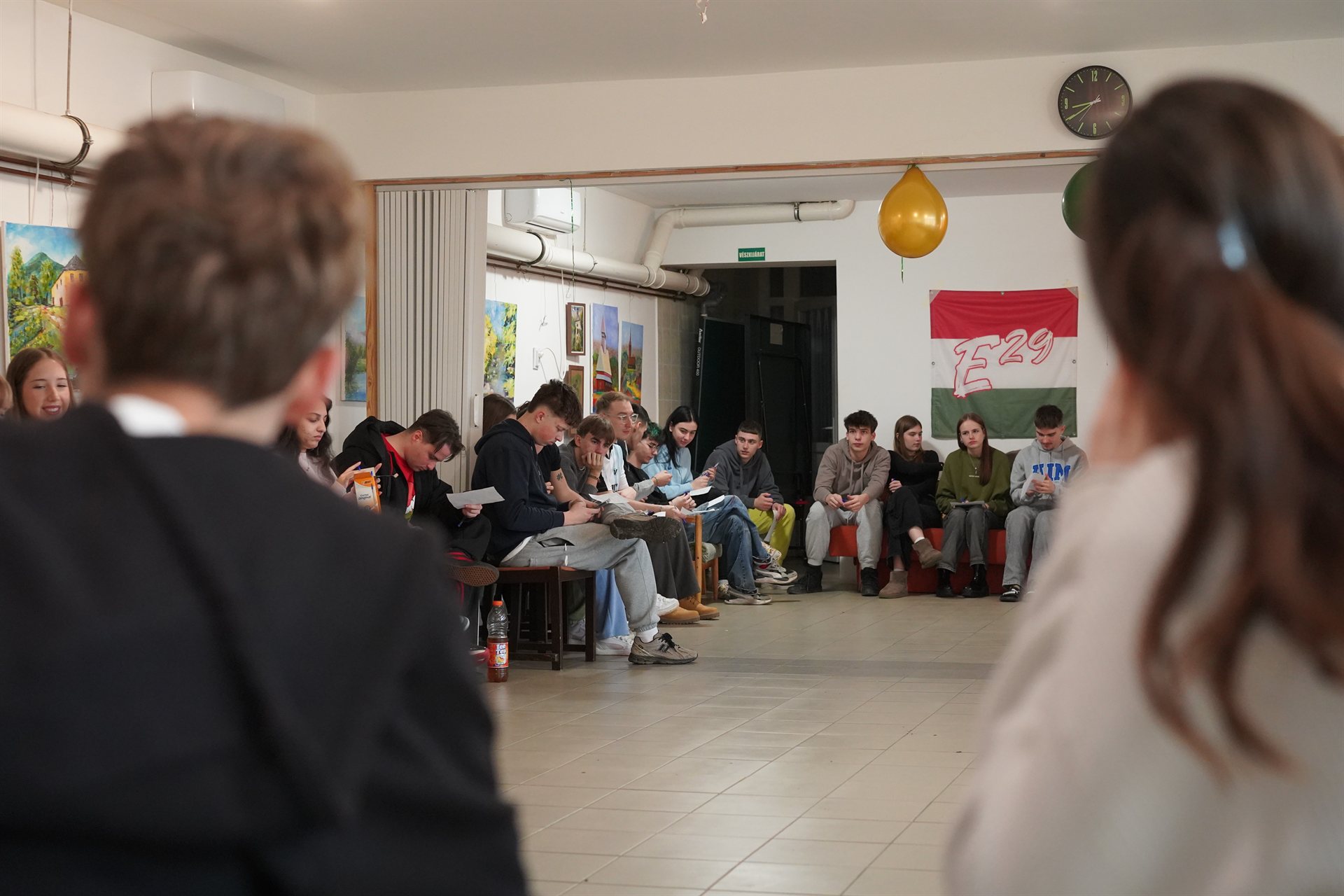 The whole group gathered in a session circle