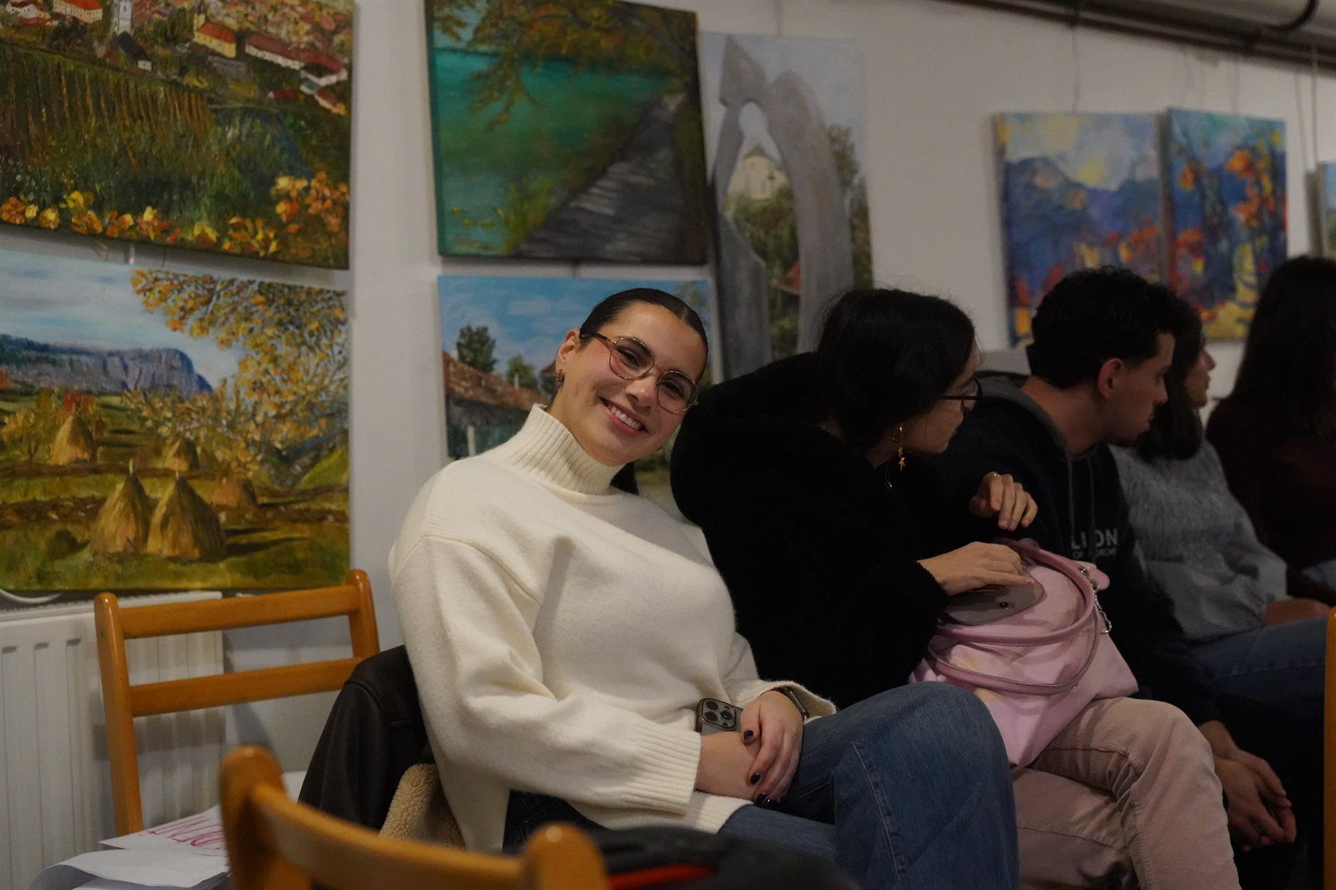 A participant smiling during a session