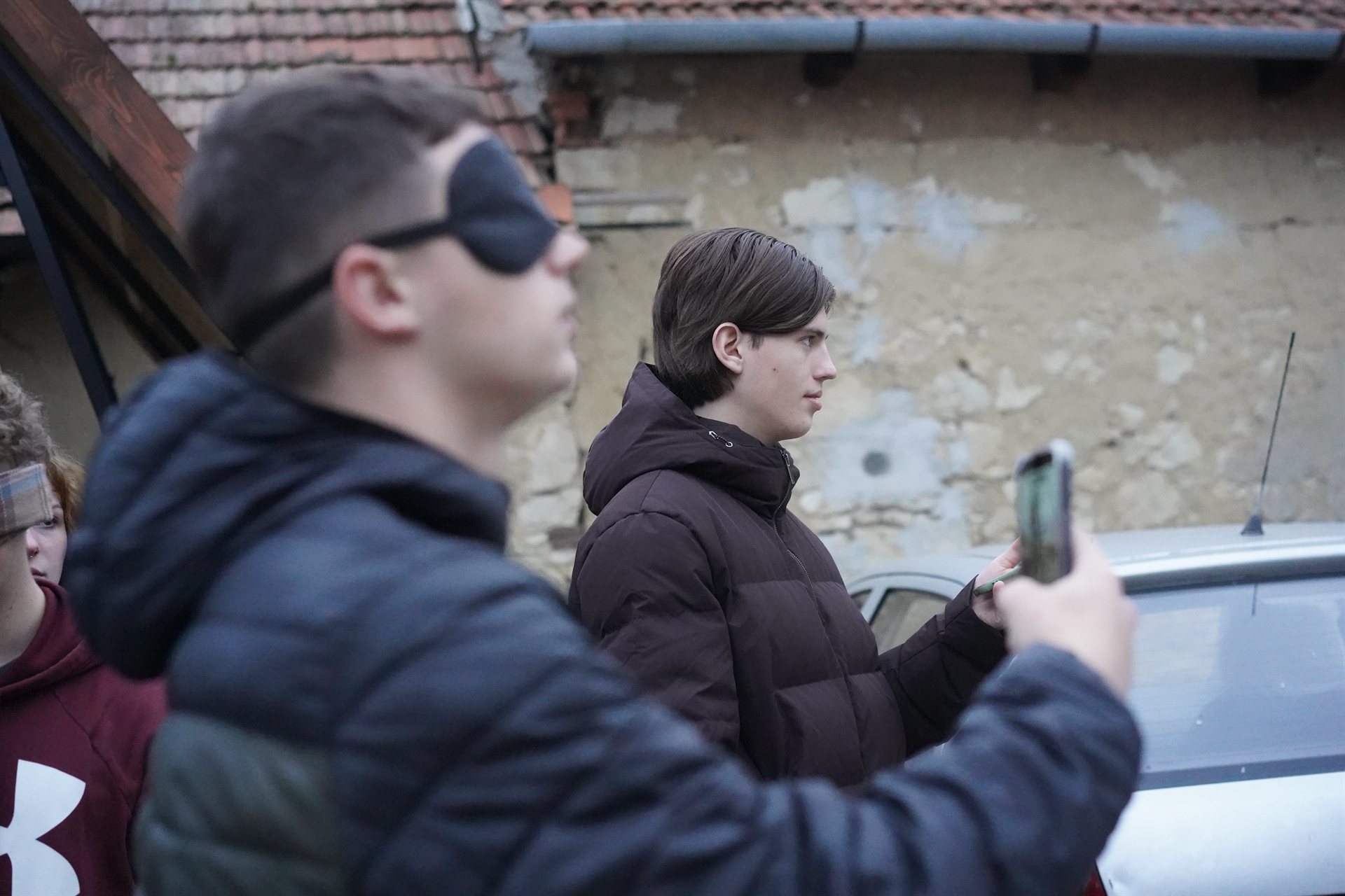 A blindfold trust walk through the streets