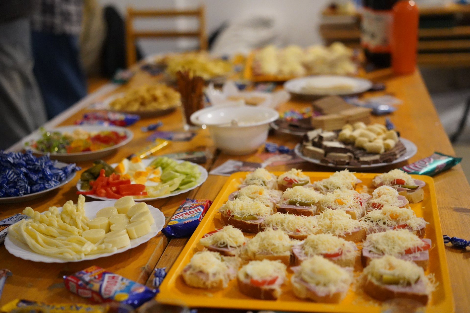 The Slovak food spread laid out for the cultural night