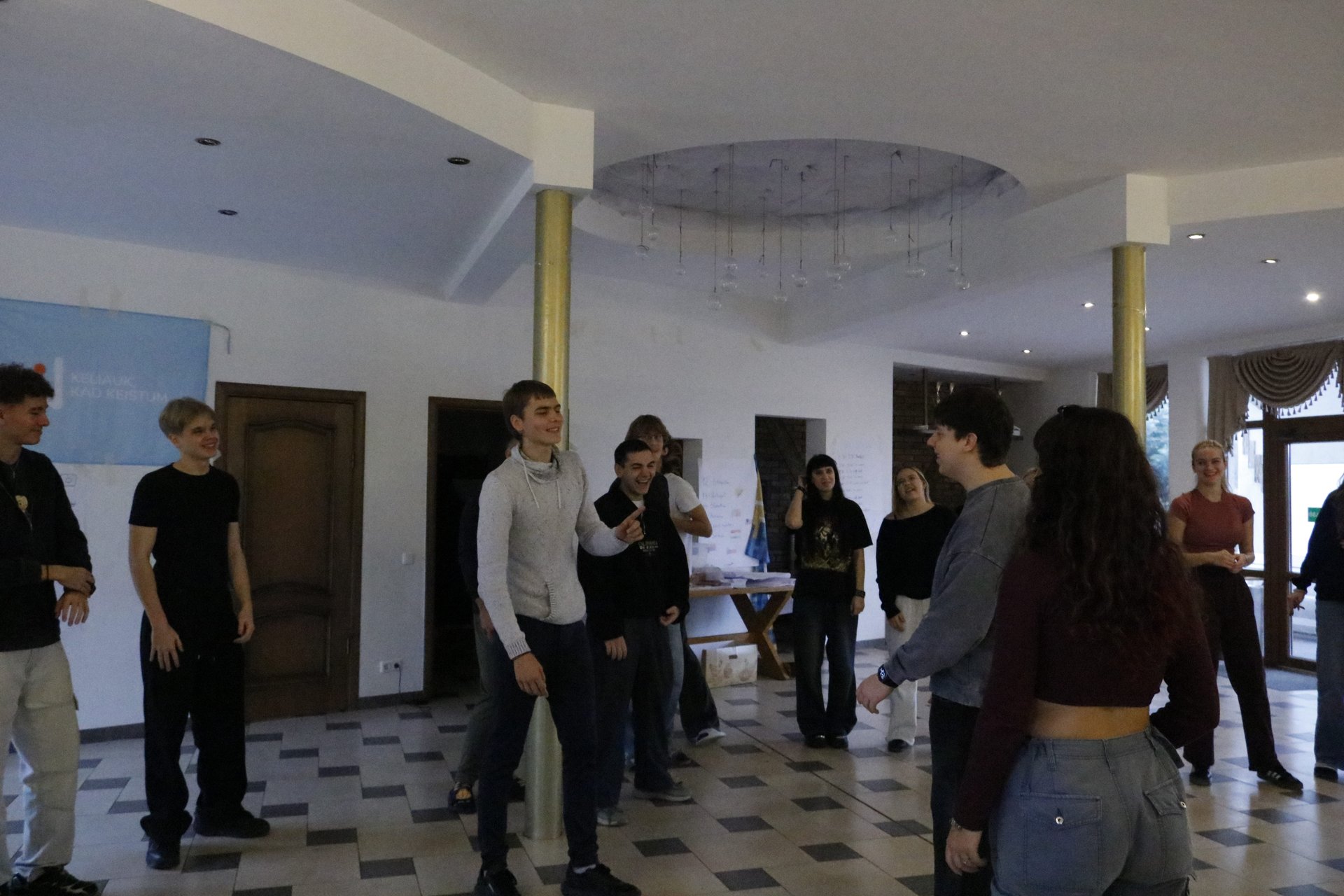 Participants mingling between activities