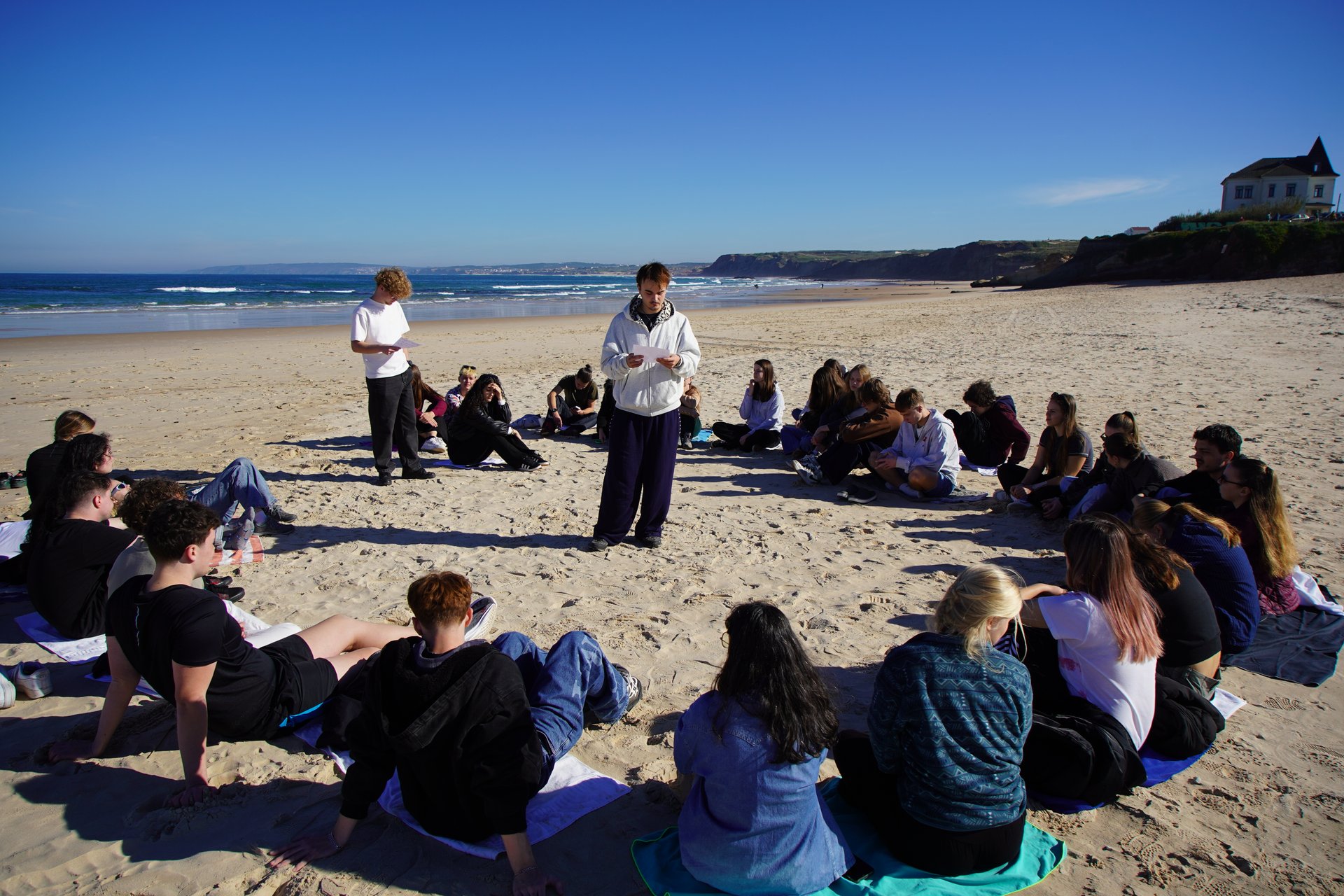 Quiet reflection on the sand at Peniche