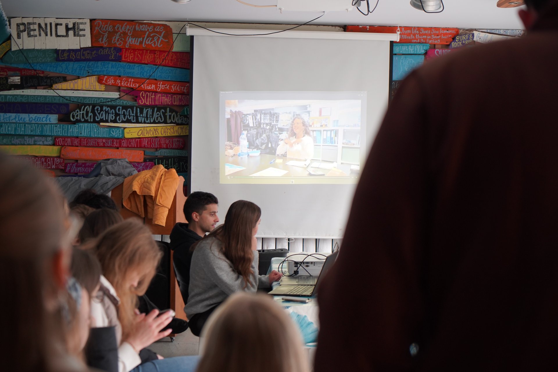 Screening the films the group made about Peniche