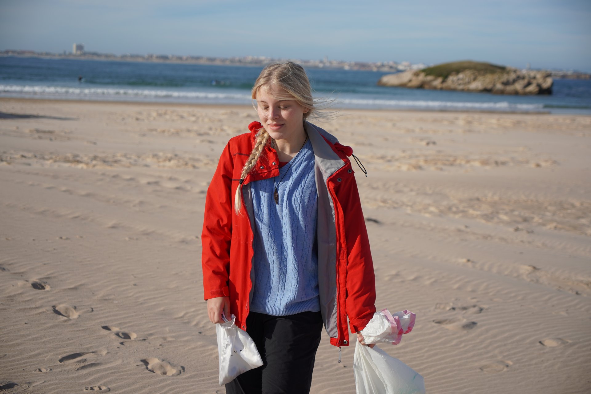 The beach clean-up in action